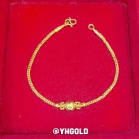 ราคา สร้อยข้อมือทอง1สลึง YHGOLD เกล็ดดาวคั่นกลม ทองคำแท้96 5 ขายได้จำนำได้ (9057385843)