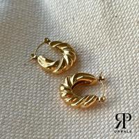 ราคา URPALS ต่างหูสายฝอ Croissant Set Stainless ชุบทอง 18K คุณภาพสูง ใส่อาบน้ำ ออกกำลังกายได้ (20851167884)