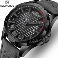 ราคา NAVIFORCE นาฬิกาแฟชั่นสำหรับผู้ชายนาฬิกาควอตซ์สายหนังกันน้ำนาฬิกาลำลองแสดงวันที่เรืองแสงนาฬิกาผู้ชาย (14433739578)