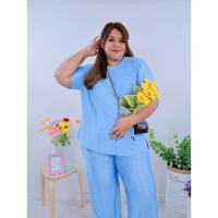 ราคา ชุดเซทขายาว เสื้อผู้หญิง ชุดอัดพลีทไซส์ใหญ่ งานแฟชั่นสำหรับสาวอ้วน ชุดเซต 2 ชิ้น ได้ทั้งเสื้อและกางเกง ซ340 (19745644460)