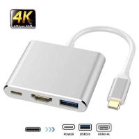 ราคา Type C USB C to 4K HDMI USB 3 0 Type C Charger Port 3 in 1 Hub Adapter Cable For Macbook Pro Airgalaxy S20 S10 S9 Note9 8Huawei Mate10 20 920 P30Yoga 900 XPS13ฯลฯ (10146799268)