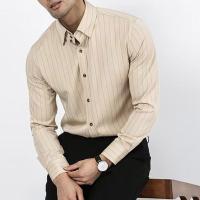 ราคา Suikone เสื้อเชิ้ตแขนยาวผู้ชายเสื้อเข้ารูปแฟชั่นสไตล์อังกฤษคอฟฟี่เสื้อเชิ้ตมีลายเสื้อลำลองแนวธุรกิจวินเทจ (21064153842)