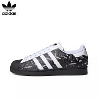 ราคา กล่องต้นฉบับ Adidas Original Superstar Logo รองเท้าผ้าใบกันลื่นสำหรับผู้ชายและผู้หญิงพิมพ์ลายเต็ม สีขาวและสีดำ (20122957048)