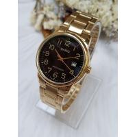 ราคา นาฬิกา Casio รุ่น MTP V002G 1B นาฬิกาข้อมือผู้ชายสายสแตนเลส สีทอง หน้าปัดดำ ของแท้ 100 รับประกันสินค้า 1 ปีเต็ม (386278168)