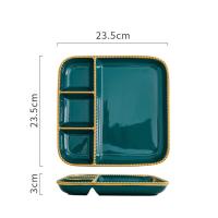 ราคา AG TABLEWARE จานเซรามิค จานเซรามิก ถาดเหลี่ยมขอบทอง ถาดใส่อาหาร ถาดหลุม (19405656587)