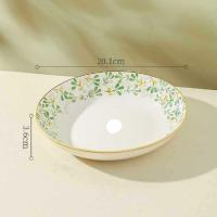 ราคา RTNS SHOP จาน ชามเซรามิคลายดอก จาน ชามกระเบื้อง จานขนาด 8 นิ้ว ชามขนาด 6 นิ้ว มี 3 สี (20912682330)