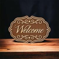 ราคา FudFudAR ฝุด ฝุด อะ ป้ายWELCOME แบบที่ 3 ตกแต่งร้าน ตกแต่งบ้าน วินเทจ vintage งานไม้ wooden shop ป้าย sign wooden (20825839131)