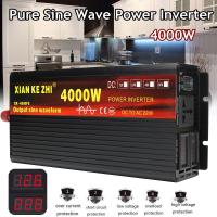 ราคา ของแท้ 100 COD อินเวอร์เตอร์ 12V 24V 220V 2000 3000 4000W หม้อแปลงแรงดันไฟฟ้า PURE sine WAVE Power INVERTER DC12V เป็น AC 220V Converter 2 จอแสดงผล LED (2548350161)