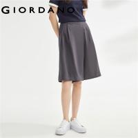 ราคา GIORDANO ผู้หญิง กางเกงผ้าฝ้ายยืดทอสีทึบจับจีบเอวกึ่งยางยืดลำลอง Free Shipping 05403324 (18297816153)
