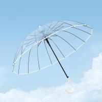 ราคา ร่มใสร่มกันฝนสำหรับผู้หญิงกึ่งอัตโนมัติร่มกันฝนด้ามจับยาว16ซี่แข็งแรงกันลมร่มใหญ่ (20483524928)