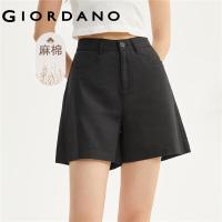 ราคา Giordano ผู้หญิง กางเกงขาสั้นผ้าฝ้ายพับเอวกลาง Free Shipping 13402223 (20222612005)