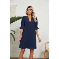ราคา Super Life เดรสคอวีสีสันสม่ำเสมอ แขนกุดรูปทรงกระโปรงพลีท (20823726038)