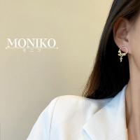 ราคา MONIKO ต่างหู เข็มเงิน 925 ต่างหูพวงกุญแจเงิน รูปทรงเรขาคณิตเครื่องประดับแฟชั่นสตรี (17428511449)