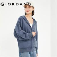 ราคา GIORDANO Women Jackets Dolman Sleeve Cotton Loose Fashion Hoodies Zip Front Solid Color Relaxed Casual Hooded Jackets 18373001 (21300879139)
