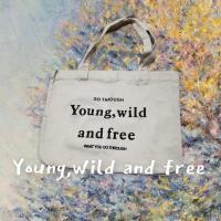 ราคา พร้อมส่ง กระเป๋าผ้าแคนวาส Youngwild and free สไตล์เกาหลี (16334935748)