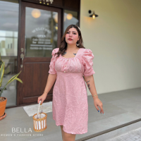 ราคา จัดส่งฟรี BELLA พลัสไซส์ เดรสสาวอวบ ผ้าด๊อบบี้ DS33 L 40 44 เดรสสาวอวบหรูๆ แบรนด์ไทย (21024379333)