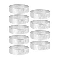 ราคา 9 Pack Round Tart Ring Mousse Rings Stainless Steel Heat Resistant Perforated Mousse Rings Metal Round Ring Mold (14890058912)