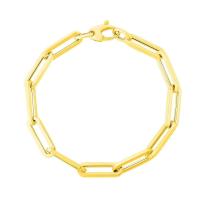 ราคา สร้อยข้อมือทองคำแท้ 14k รูปทรงPaperclip Chain 14K Yellow Gold Extra Wide Paperclip Chain Bracelet (9740996170)