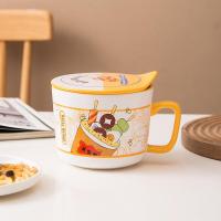 ราคา ชามบะหมี่กึ่งสำเร็จรูปสำหรับไมโครเวฟ เครื่องใช้บนโต๊ะอาหารเซรามิกน่ารักพร้อมฝาปิด มีหูหิ้ว ถ้วยมาม่าเซรามิกพร้อมฝาปิด เซรามิค J351 (20348979777)