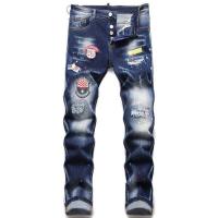 ราคา Italy Style Men DSQUARED2 Brand Jeans Mens Casual Slim DSQ Letter Moto Biker Denim Pants Hole Embroidered Badge Jeans For Men (16492624715)