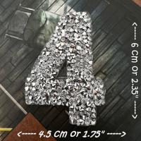 ราคา ตัวเลข เพชรวิบวับ คริสตัล สีขาวเงิน ตัวรีดติดเสื้อ ตัวรีด ติดกระเป๋า ติดหมวก ติดแจ๊คเก็ต NUMBER Patch (19893356283)