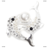 ราคา remai เข็มกลัดติดเสื้อรูปปลาโลมาไข่มุกหรูหราแฟชั่นสไตล์เกาหลีเข็มกลัดติดเสื้อรูปสัตว์เครื่องประดับติดปกเสื้อ (20801185402)