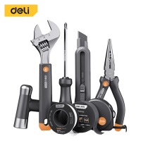 ราคา Deli ชุดเครื่องมือช่าง8in1 คัตเตอร์ ตลับเมตร ค้อน ประแจเลื่อน คีมปากแหลม เทปพันท่อ เทปฉนวน ไขควง Household Tool Set (20461001414)