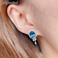 ราคา Liliyawind เกาหลี Feng Drop Four Leaf Clover Rhinestone ทองแดงสีฟ้าต่างหูผู้หญิง A1E (12338918704)