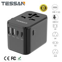 ราคา Universal Travel Adapter Worldwide International Plug with 3 USB C 2 USB Ports TESSAN Universal Power Adapter 5 USB 5 6A Worldwide Travel Adapter All in one Outlet Adapter Converter USA to Europe UK E