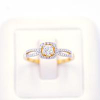 ราคา Happy Jewelry แหวนเพชรล้อม ก้านคู่โค้ง ทองแท้ 9k 37 5 เพชรเกสร ME970 (17025578009)