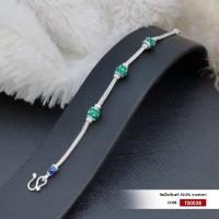 ราคา สร้อยข้อมือเงินแท้ 92 5 งานลงยา เม็ดกลม งานทำมือ TS0038 (20401613395)