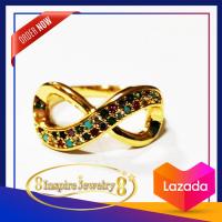 ราคา INSPIRE JEWELRY แหวนทองรูปอินฟินิตี้ Infinity ฝังพลอยนพเก้า ตัวเรือนขึ้นด้วยทองเหลืองนอก ชุบทองแท้ 100 24K (9953432028)