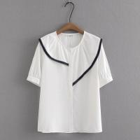ราคา มีไซส์ใหญ่ Plus Size Womens White Orange Summer Blouses Short Sleeve Button Up A line Female Tops Ladies Elegant Office wear Blusas (18891064477)