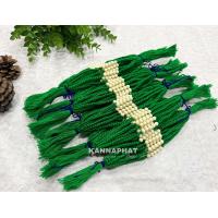 ราคา ด้าย สายสิญจน์ ไหม มัดมือ ด้าย 9 เส้น สีเขียวใบไม้ ลูกปัดสีครีม 5 เม็ด ครูบาบุญชุ่ม (16580253284)