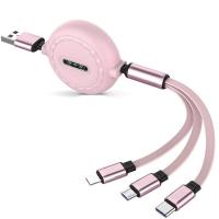 ราคา สายชาร์จโทรศัพท์ 3 in1 ม้วนเก็บสายได้ ชาร์จเร็ว 2 4A มีหัว Type C For iphoneMicro USB ความยาว 1 1เมตร 1เมตร (19656721919)