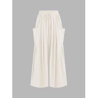 ราคา Cider Linen blend Elastic Waist Pocket Wide Leg Trousers (20727853107)
