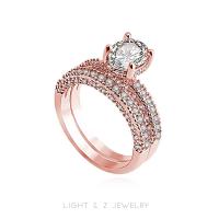 ราคา LIGHT Z 1คู่ แหวนเพทายวงกลมคู่เต็มชุดเพชรแหวนหางแหวนหมั้นแหวนกุหลาบทอง (17251941962)