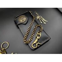 ราคา กระเป๋าสตางค์หนังแท้ โซ่ทองเหลืองแท้ กระเป๋าใบยาว กระเป๋าวินเทจ หนังวัวแท้ สีดำ โซ่ทองเหลืองแท้ พวงกุญแจ 01 (1890438712)