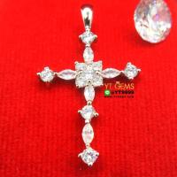 ราคา จี้กางเขน จี้เพชร จี้เงินแท้ ชุบทองคำขาว เพชรSwiss YTG 9688 (17435597955)
