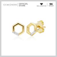 ราคา Gemondo ต่างหูทองคำ 9K ประดับเพชร DIAMOND ดีไซน์ต่างหูสตัดทรงเปิด รูปทรงเรขาคณิตหกเหลี่ยม ต่างหูทอง ต่างหูเพชร (17421875309)