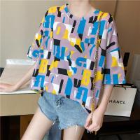 ราคา QZshop เสื้อยืดทรงโอเวอร์ไซส์ ลายตัวอักษรภาษาอังกฤษเต็มตัวสีสันสายรุ้ง เนื้อผ้าสวมใส่สบาย แมทช์ทั้งกางเกงขาสั้นขายาว เฟี้ยวจ๊าดดด (11244828833)