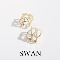 ราคา SWAN Double Cross Ear Cuff ต่างหูหนีบเงินแท้ คล้องหู ไม่ต้องเจาะ ฝังเพชรคิวบิกเซอร์โคเนีย cubic zirconia (8352239602)