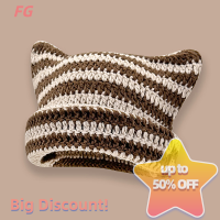 ราคา Lowest price FG หมวกไหมพรมหูแมวน่ารักหมวกไหมพรมหมวกผู้หญิงหมวกถักลายปิศาจน้อยมีหูแมวชี้หมวกสำหรับฤดูใบไม้ร่วงและฤดูหนาว (20619452260)