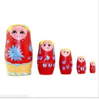 ราคา ตุ๊กตาบาบัสคาตุ๊กตาแม่ลูกดกทำรังรัสเซีย5ชิ้นของขวัญของเล่นระบายสีด้วยมือตุ๊กตาไม้ (20270782423)