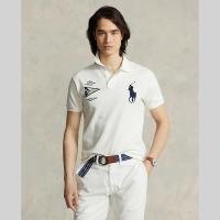 ราคา Sale Polo Ralph Lauren เสื้อโปโลผู้ชาย Polo Custom Slim Fit Big Pony Mesh Polo Shirt รุ่น MNPOKNI1N822477 สีขาว (20757899712)