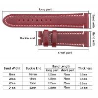 ราคา Genuine Leather Watchbands 18mm 20mm 22mm 24mm Black Dark Brown Women Men Cowhide Watch Band Strap Belt With Buckle (10614263374)