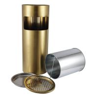 ราคา ถังขยะถังขยะพร้อมที่เขี่ยบุหรี่สแตนเลสทอง สีเทา (9040149411)