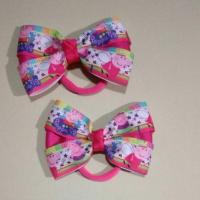 ราคา A VOGUE Peppa Pig Hair Bow Hairclips or Hairties (18949590353)
