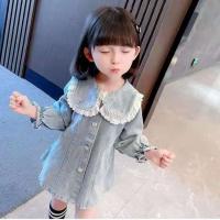ราคา ชุดเดรสยีนส์เด็กผู้หญิงแฟชั่นฤดูใบไม้ผลิและฤดูใบไม้ร่วงสไตล์เกาหลีปี 2021 ใหม่เสื้อแจ็คเก็ตแขนยาวลูกไม้ฤดูใบไม้ร่วงสำหรับเด็กเล็กแ (20600038475)