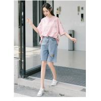 ราคา Ladateens shop 2041 กางเกงยีนส์ขาสั้น เอวสูง แต่งขาด ปลายรุ่ย (8428180529)